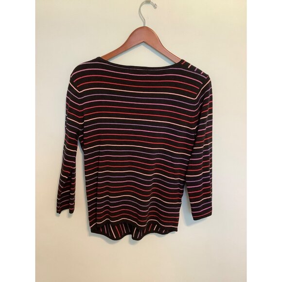 World Republic Clothing Co. Multicolor Striped Silk Viscose Retro Top Women's L - Picture 4 of 7